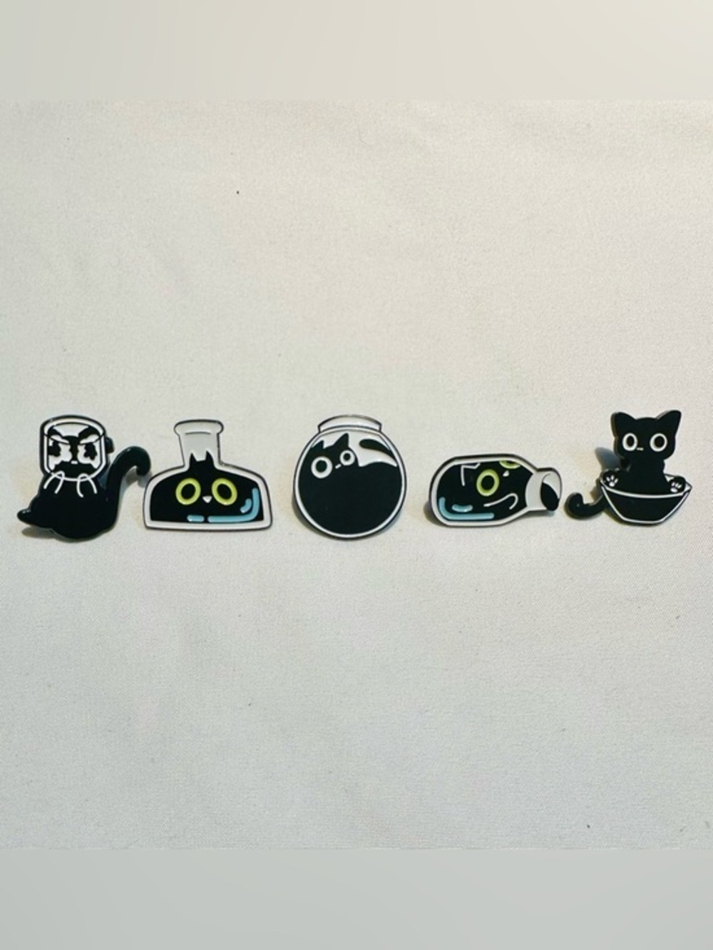 Witchy Black Cat Pin Bundle 🐈‍⬛ Potion Jar Kawaii Spooky Enamel Pins